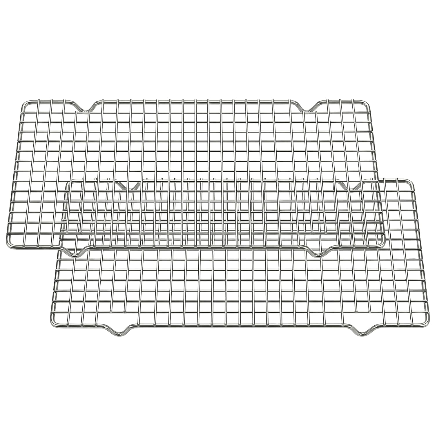 2-PCS Stainless Steel Cooling Rack Set – Silver Cooling Racks for Baking, Heavy-Duty Wire Rack, Rustproof Oven Shelf & Oven Shelves, 25.4x37.3cm, Dishwasher Safe