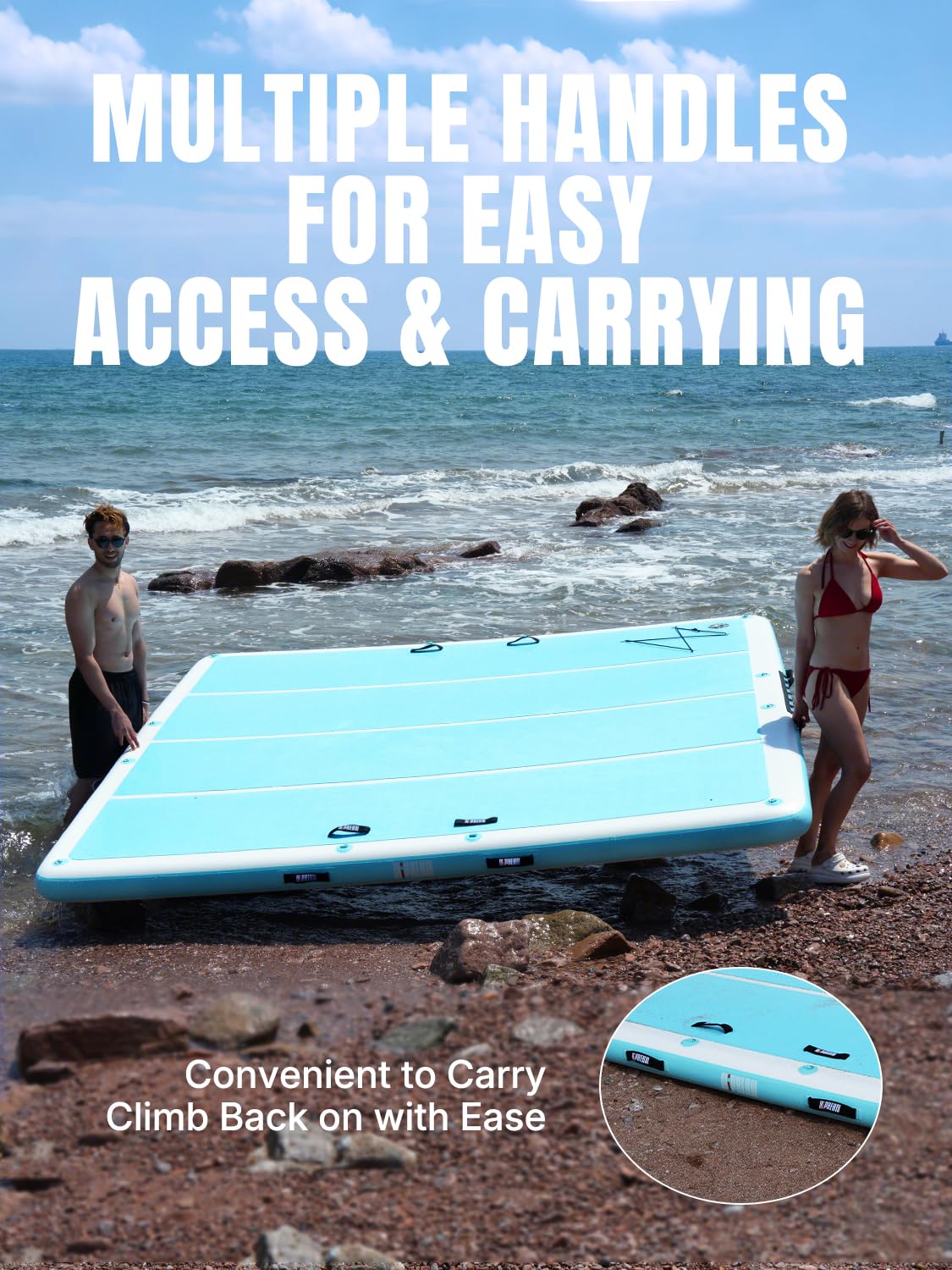 Niphean Materassino Mare 305cm per 5–6 Persone e Amici, Facile Gonfiaggio/Sgonfiaggio, Piattaforma Galleggiante Facilmente Trasportabile, Superficie Antiscivolo per Piscina, Lago, Spiaggia e Mare