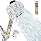 Cobbe Filtered Shower Head with Handheld&comma; High Pressure 6 Spray Mode Showerhead with Filters&comma; Water Softener Filters Beads for Hard Water - Remove Chlorine - Reduces Dry Itchy Skin&comma; Chrome