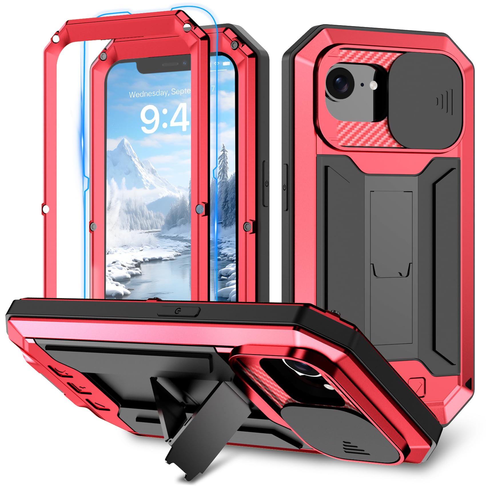 Coque iPhone 16E antichoc rigide béquille pliable et verre blindé - 8