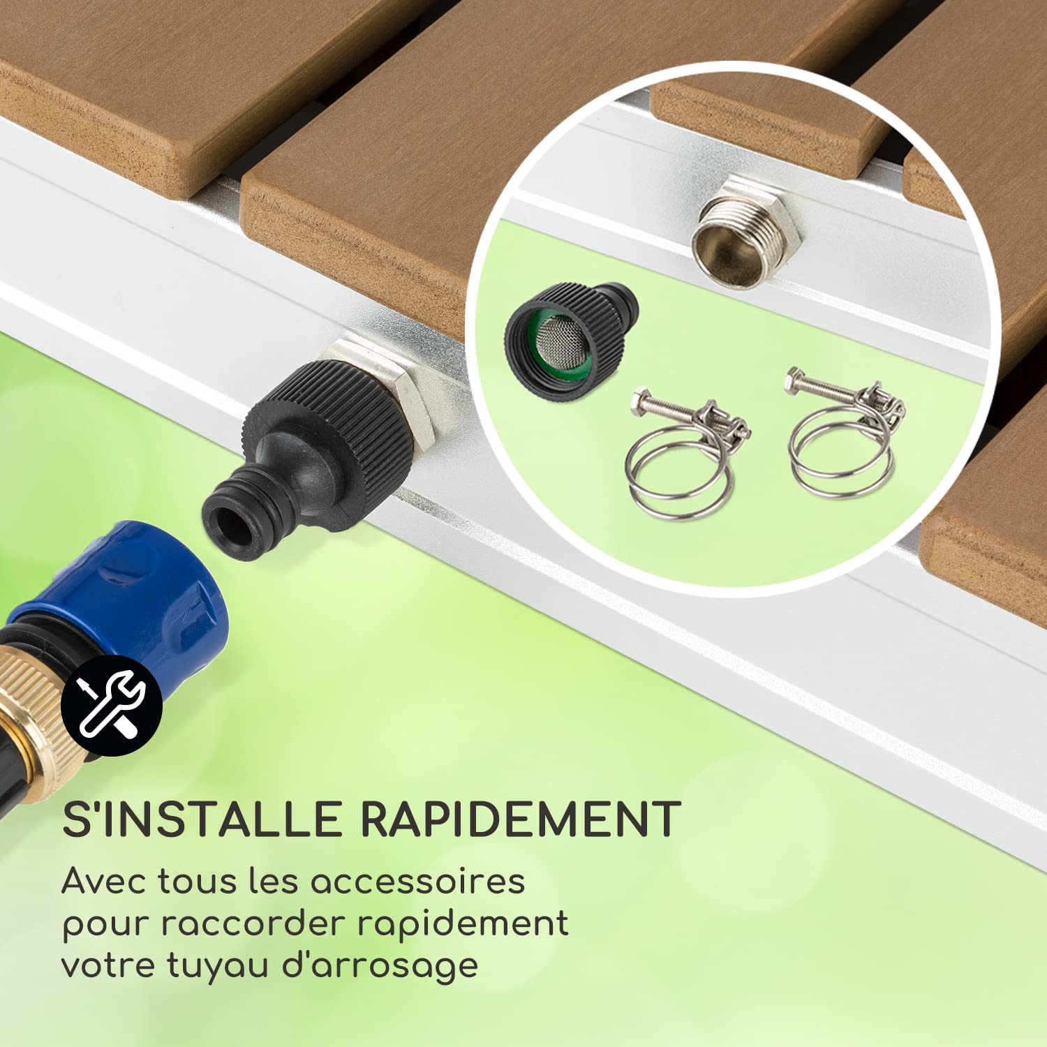 blumfeldt Douche Exterieur Piscine, Douches de Jardin Portable, Douche Jardin de 4M, Pomme de Douche Réglable, Douche Extérieur Aluminium, Rince Pied Piscine, Douche Extérieure Résistant UV et Gel