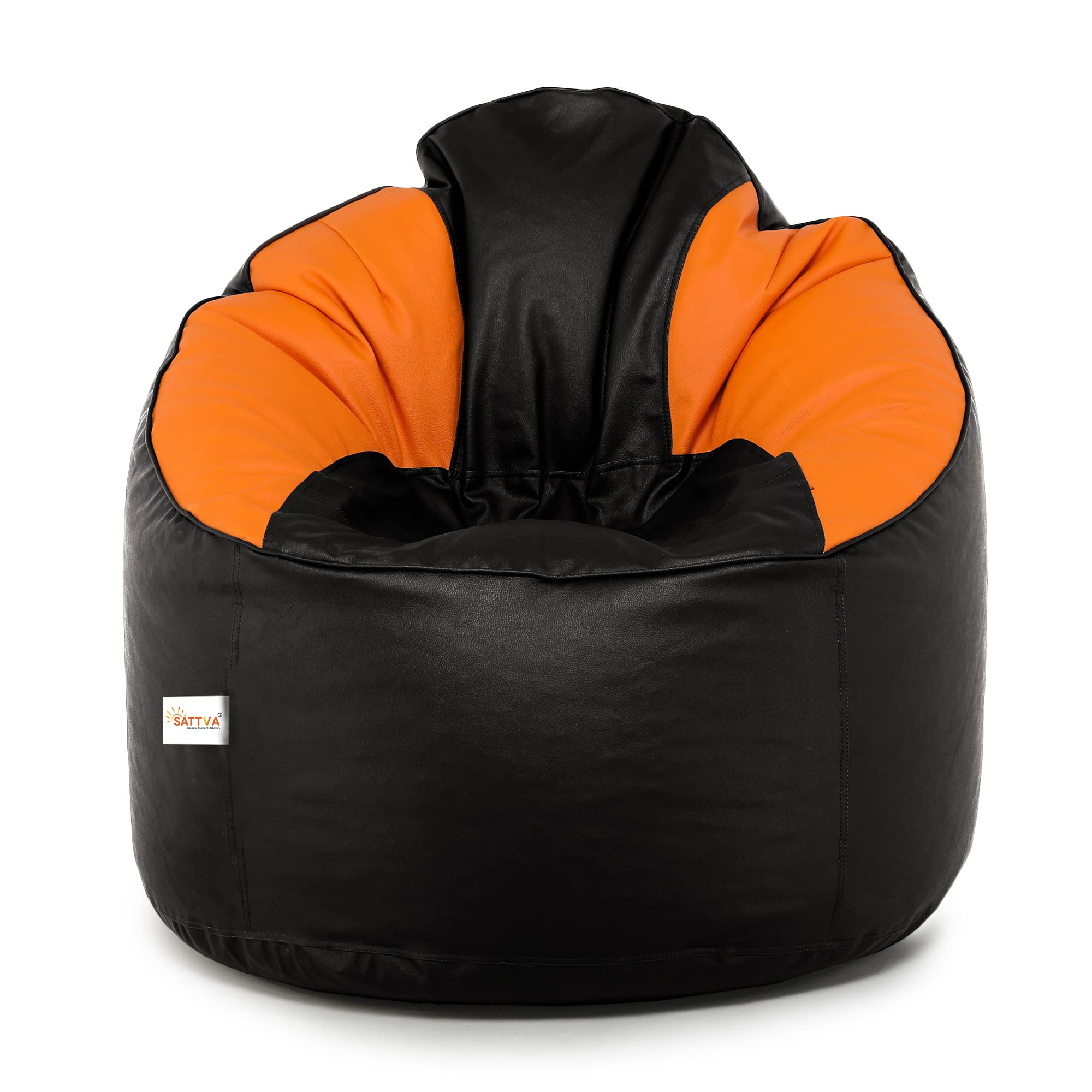 SATTVA Classy.Elegant.Stylish Muddha Sofa Bean Bag Cover (Without Beans) - Black and Orange