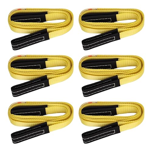 XSTRAP STANDARD Paquete de 6 correas de malla de elevación de 1 pulgada x 8 pies, extremo protector de desgaste, correas de elevación de resistencia