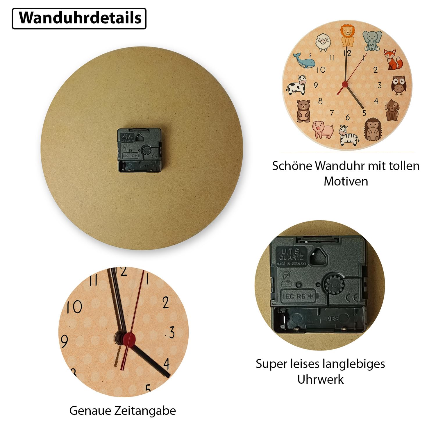 Orologio per bambini con simpatici animali orologio da parete bellissimo orologio per la cameretta dei bambini con animali carini come decorazione per la stanza di bambini piccoli o bambini in età