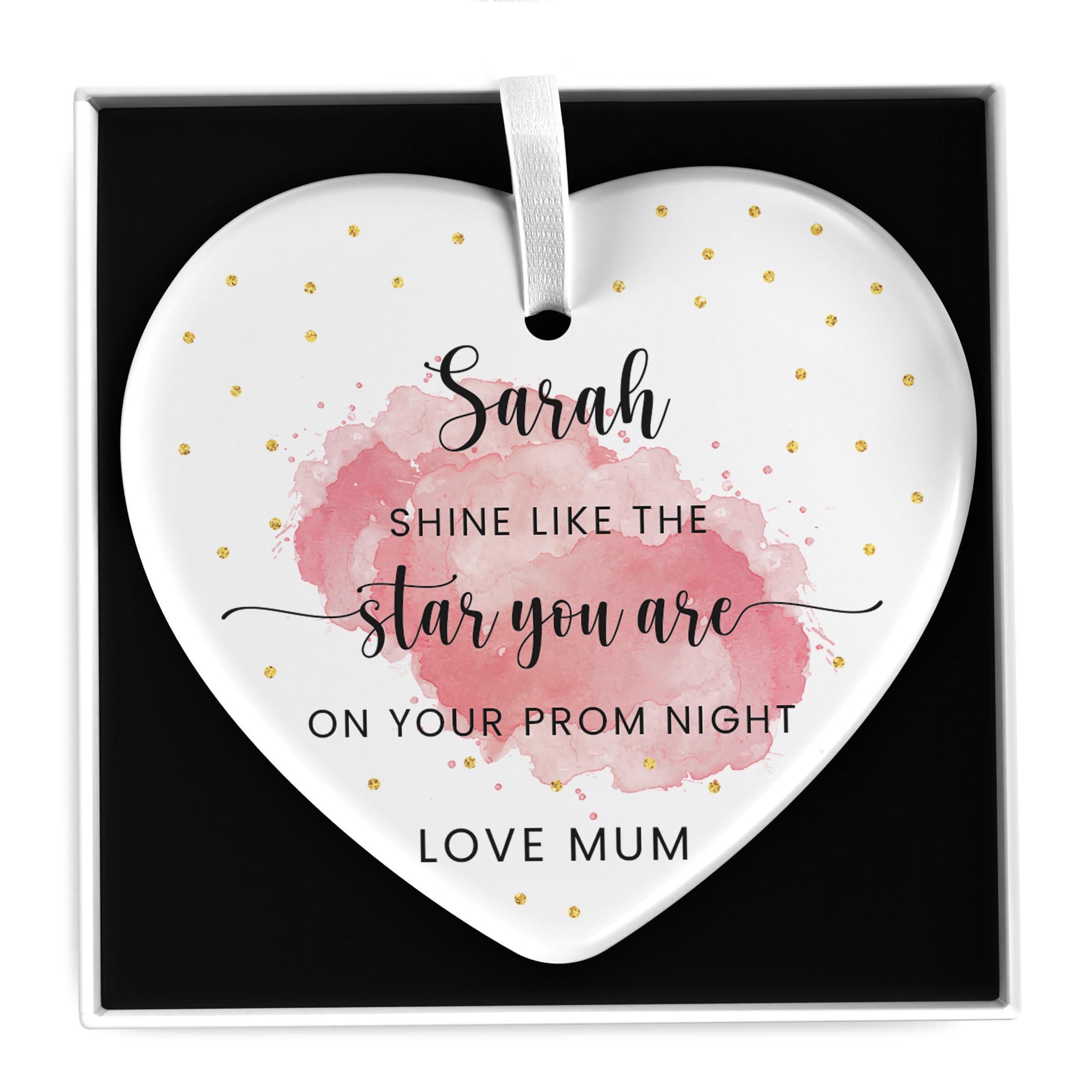 Beecreative Prom Gifts For Her Personalised - Shine Like The Star You Are Ceramic Heart - Year 6, Year 11, School Leavers Prom - With Gift Box