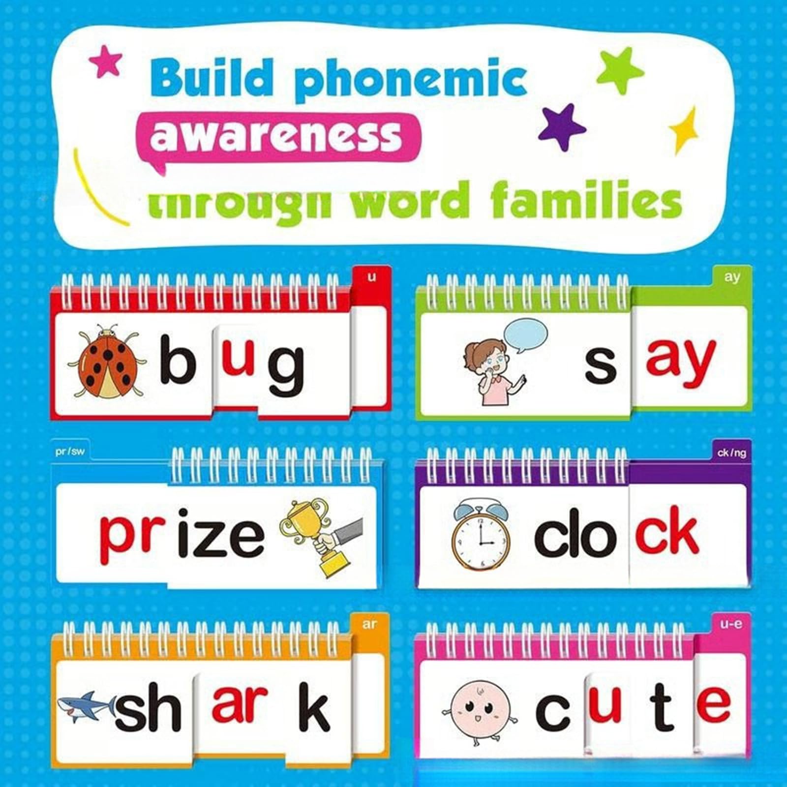 Creazione del vocabolario fonetico parole per bambini Pacchetto libri capovolti Strumento educativo Design cartaceo per l ' apprendimento interattivo Strumento apprendimento fonetico