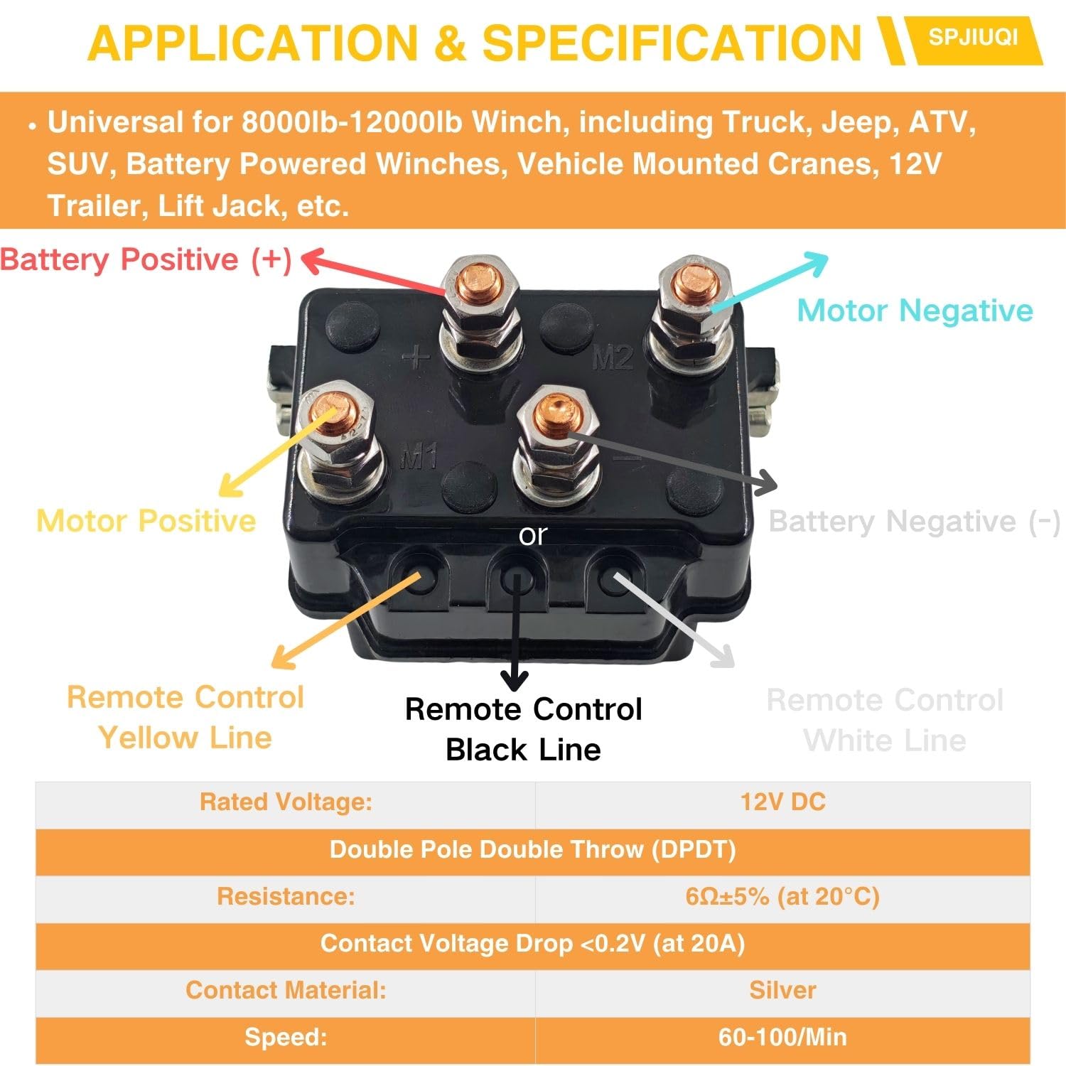 Relé solenoide de cabrestante de 12 V 500 A, controlador resistente, contactor de marcha atrás de 8000 a 12000 libras para ATV, SUV, 4WD, SUV, camiones, motores esparcidores compatibles con