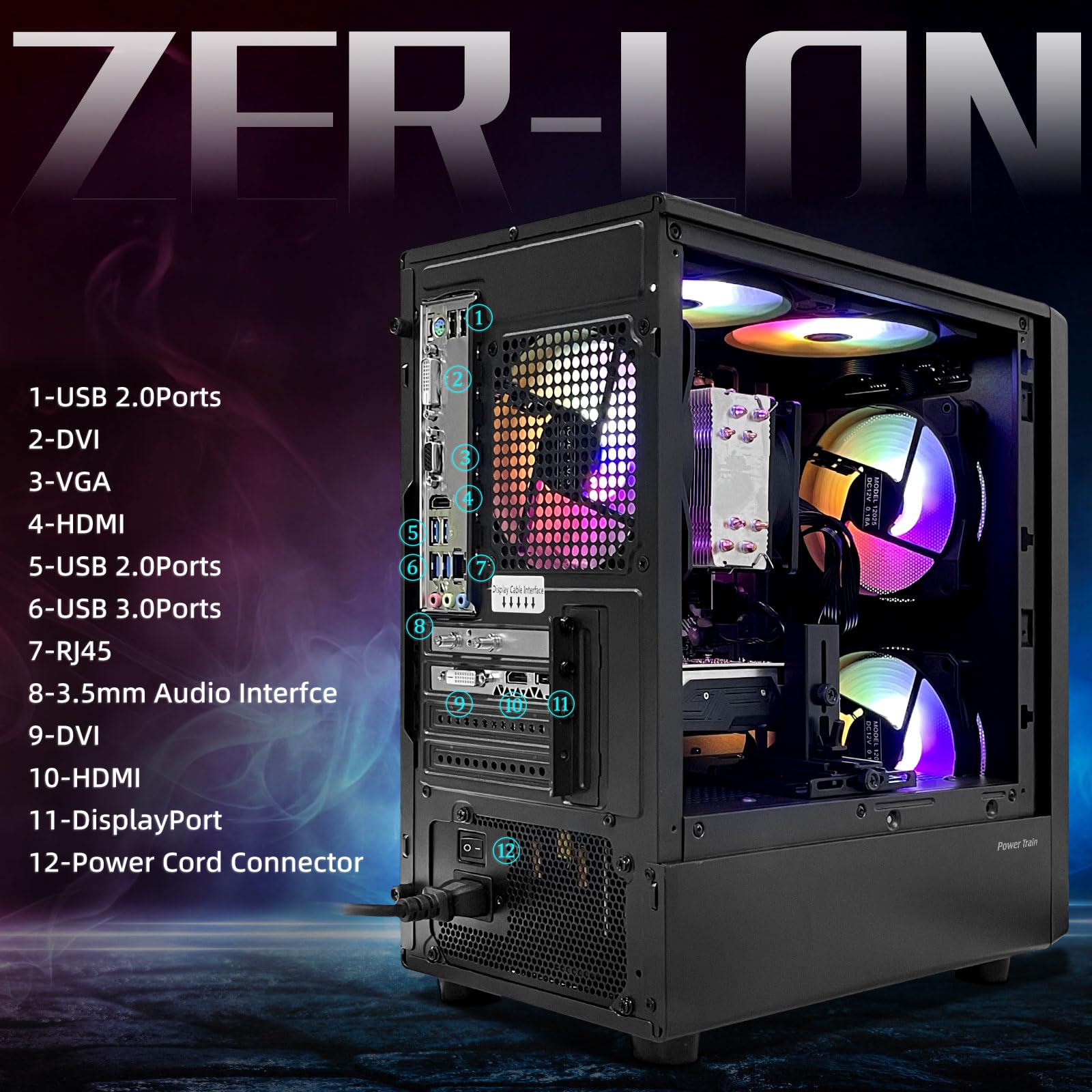 Gaming PC Desktop, Prebuilt Gaming Computer with Intel Core I7 up to 3.9 GHz, GTX 1050Ti 4G, 16G DDR4 RAM, 1TB NVME SSD, ARGB Cooling Fan,Supply WiFi Support