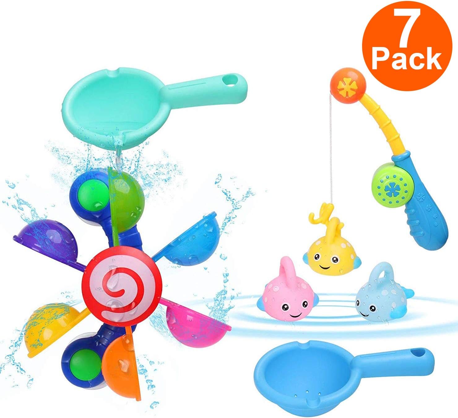 Bebe Et Puericulture Lictin Jouet Bain Cadeau Bebe De 1 A 6 Ans Jouet De Bain Bebe Cascade 7pcs Jouet De Douche Multifonctionnel Et Jeu De Tir Au Panier Jouets Educatifs Bebe