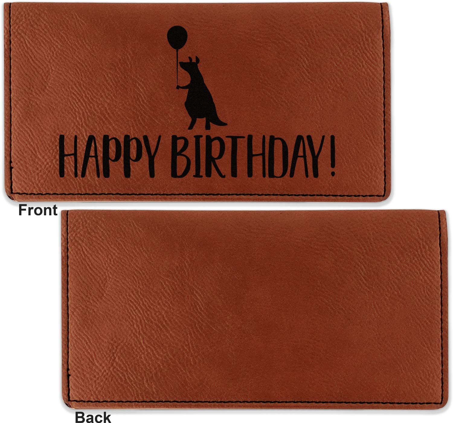 Personalized Animal Friend Birthday Leatherette Checkbook Holder - Single Sided