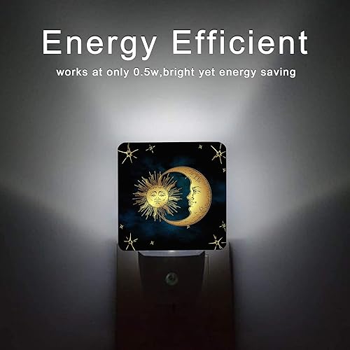 Miniatura 6 de Luz nocturna de cielo con corazón azul, hojas de arce rojas otoñales, árboles del bosque, luces nocturnas enchufables con sensor de atardecer a