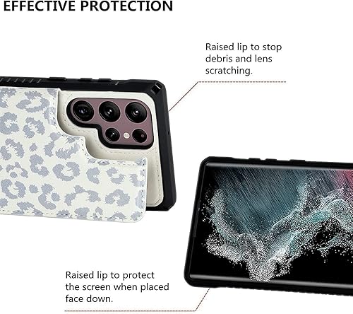 Miniatura 8 de iCoverCase Funda de piel sintética compatible con Samsung Galaxy S22 Ultra Wallet con soporte para tarjetas, ranuras para tarjetas, función atril,