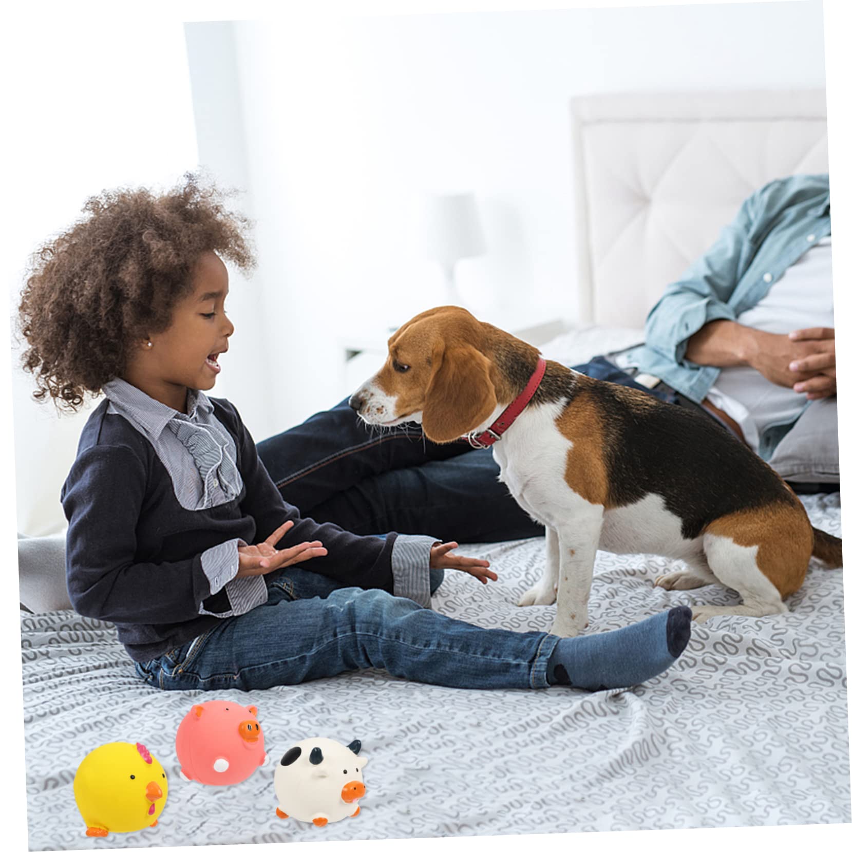 Kisangel 9piezas Juguetes De Perro De Cartoon Látex Juguetes Masticables Sonido para Mascotas Incluye Cerdito Pollito y Vaca para Cachorros