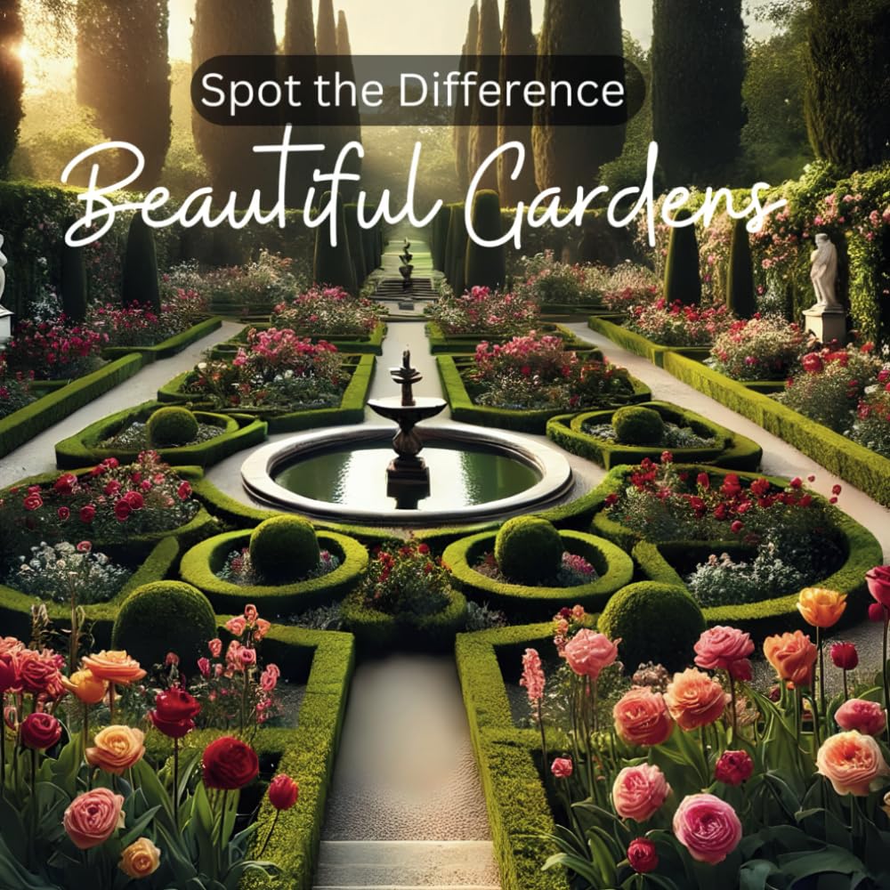 Search and Find for Seniors: Spot the Difference: Beautiful Gardens: Large Print Hidden Picture Activity Book for Adults