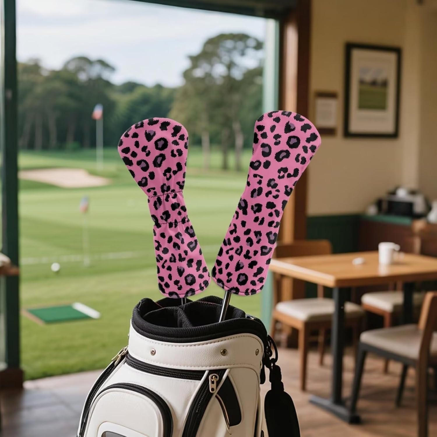 Cozeyat Womens Golf Club Head Covers Set Leather Golf Head Covers Waterproof Hybrid Woods Driver Headcovers with Elastic