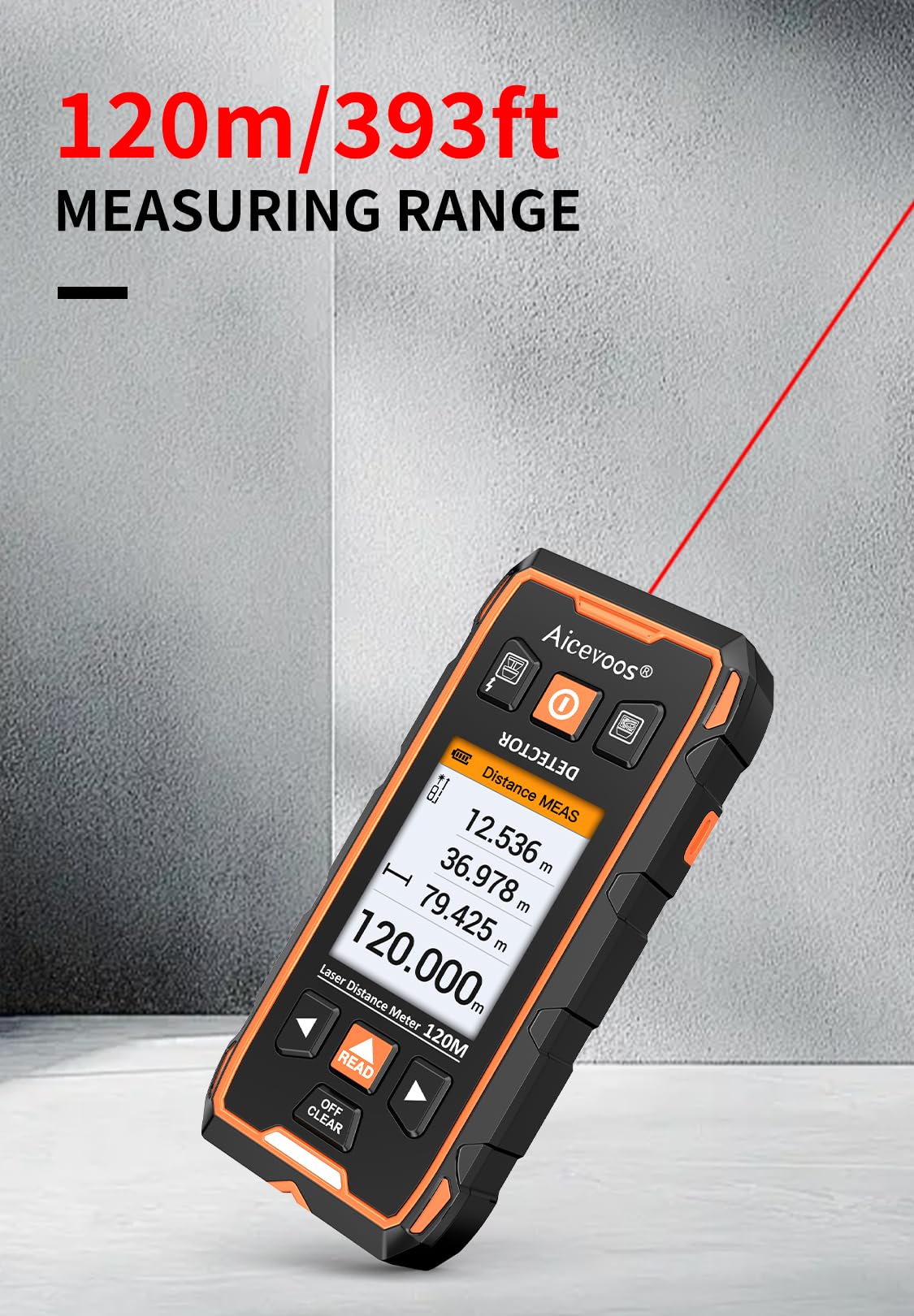 Escáner de Pared - Detector Cables Tuberias 2 en 1 y 393ft Medición Láser con Pantalla LCD para Detectar Madera, Metal, Cables en la Pared y Magnéticos o No Magnéticos