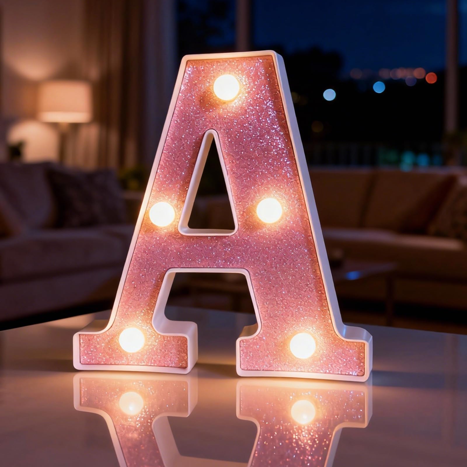 Light Up Letter A, LED Letter Lights Pink, Warm Lighted Letters Light Sign, Battery Powered Night Light for Birthday Wedding Anniversary Christmas Home Wall Decor