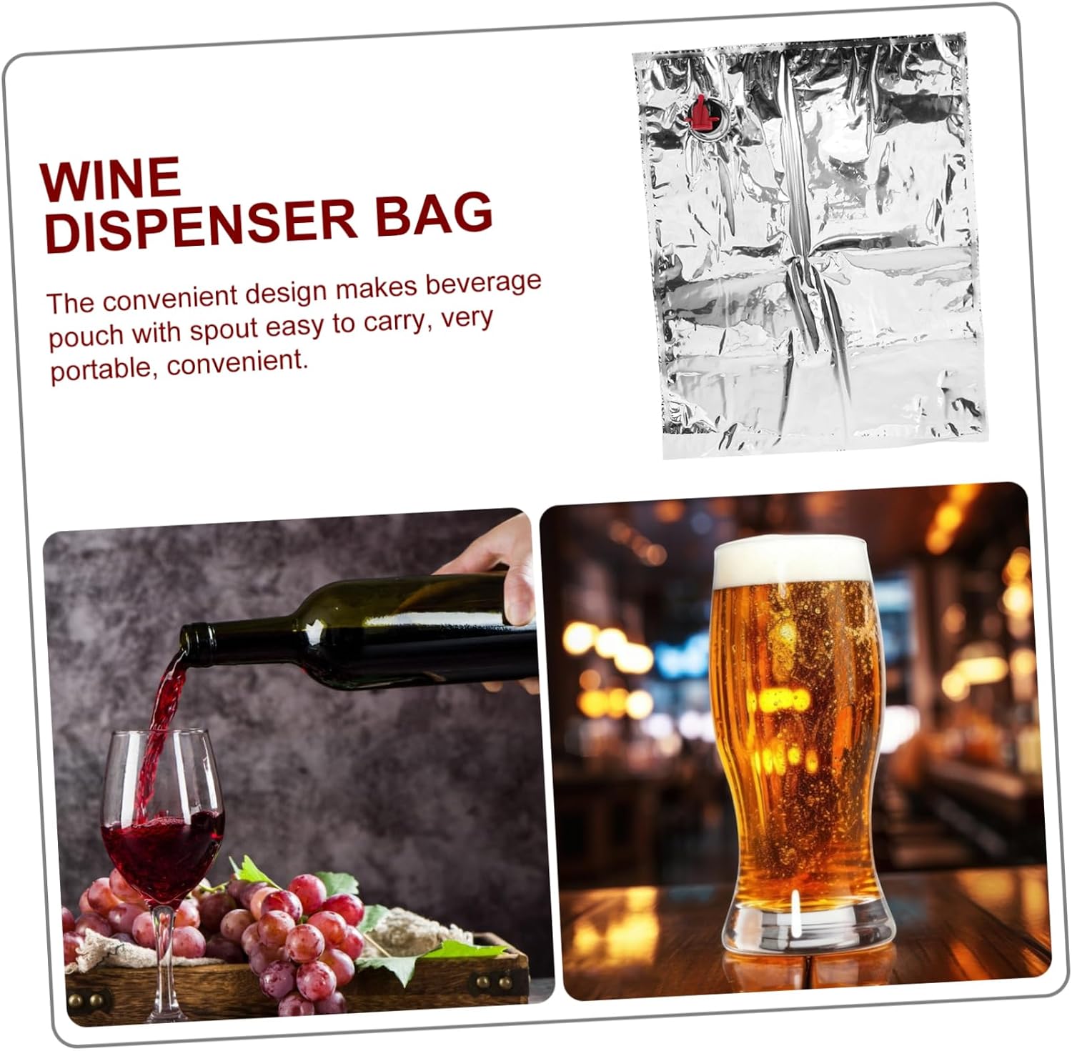 3pcs Refillable Wine Bags 10l Leakproof Reusable Pouches