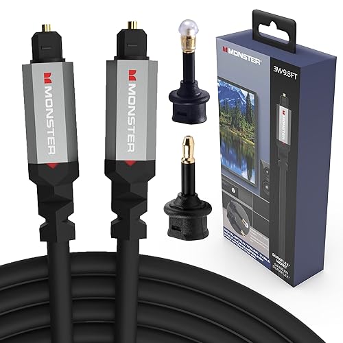 Miniatura 10 de Monster M-Series 1000 Cable de audio digital de fibra óptica Toslink para barra de sonido, TV - 4.9ft (4.9 pies)