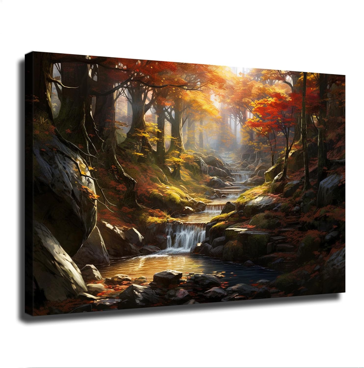 Autumn Forest Waterfall Fall Wall Art Poster Decorative