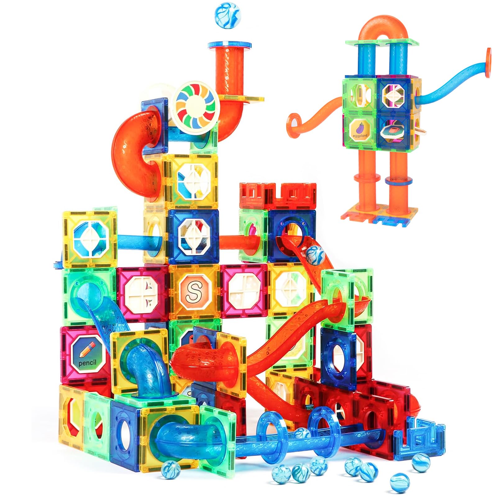 Magblock 122 Teile Magnetische Bausteine,Magnete Spielzeug für Kinder,STEM Pädagogisches Konstruktion Geschenk für 5 6 7 8 9 Jungen Mädchen