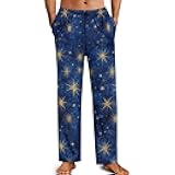 Men's Pajamas Pants Elastic Waist Long Lounge Pants 2024 Casual Stylish Home Clothes with Pockets