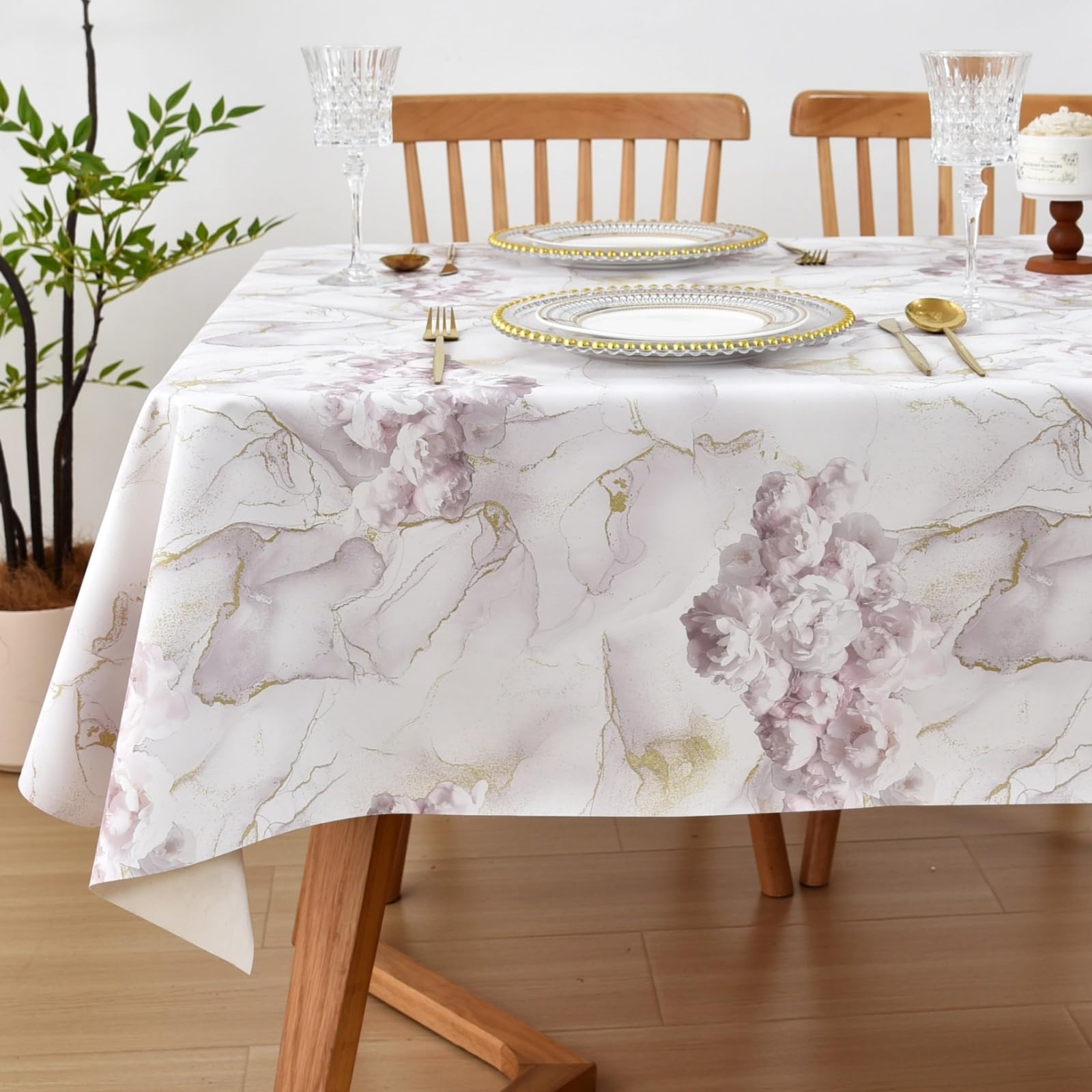 Yofori PVC Table Cloth, Rose Gold, 137x250cm, Rectangular