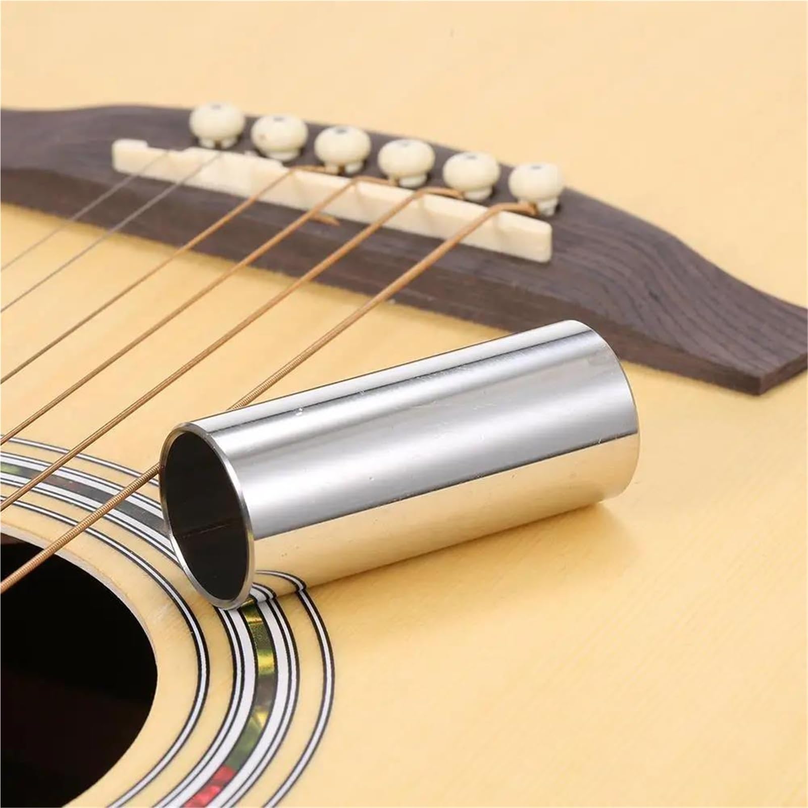 Set Accessori Chitarra 1 Puntale Per Dita Slide Per Chitarra In Vetro E Metallo Da 60 Mm(Silver)