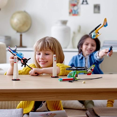 Miniatura 5 de LEGO City Air Race 60260 - Helicóptero volador de juguete, incluye 2 helicópteros Ripcord, juguete de avión de acrobacias, 2 pilones, más Rivera,