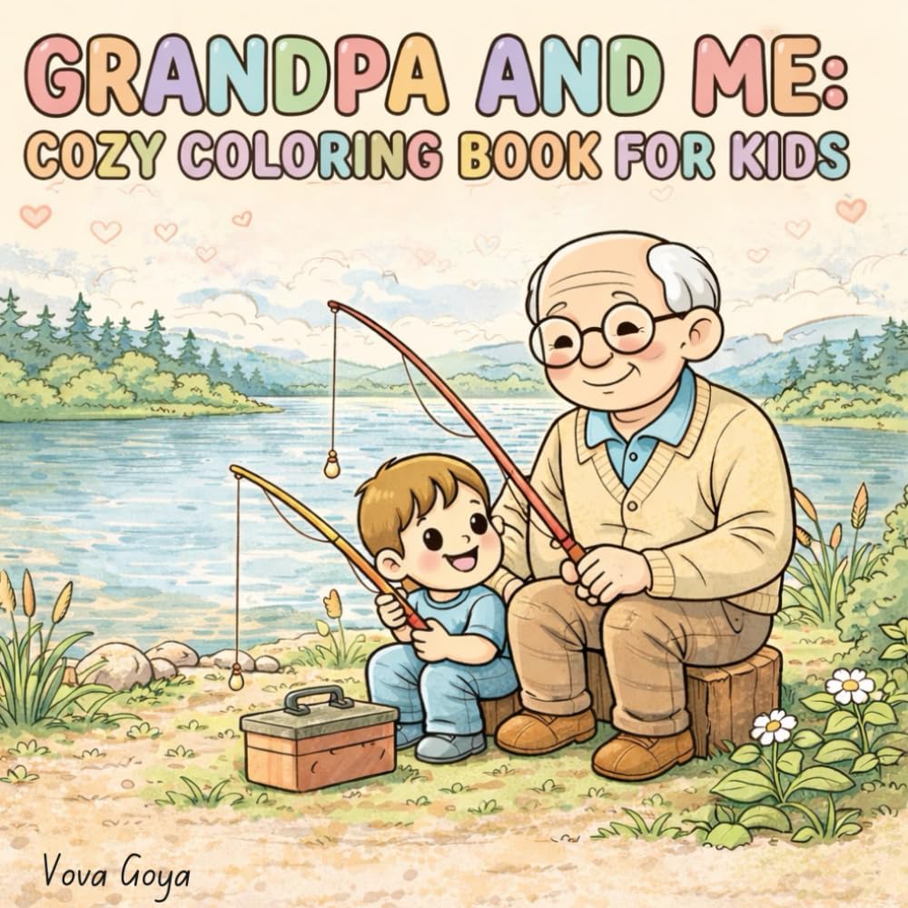 Grandpa and me: Cozy coloring book for kids