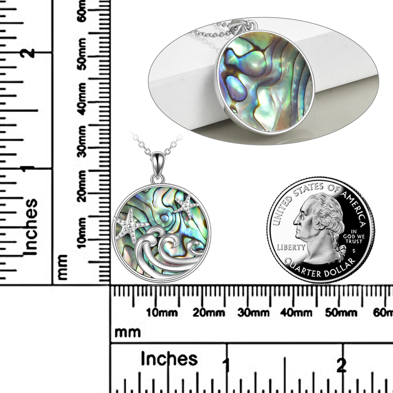 YFN Collar de estrella de mar para mujer, plata de ley, colgante de ola oceánica, regalo para niñas