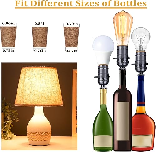 Miniatura 10 de Kit de lámpara de botella con broca de vidrio de 0.354 in, kit de lámpara para botellas de licor con enchufe deslizante y cable de alimentación de 8