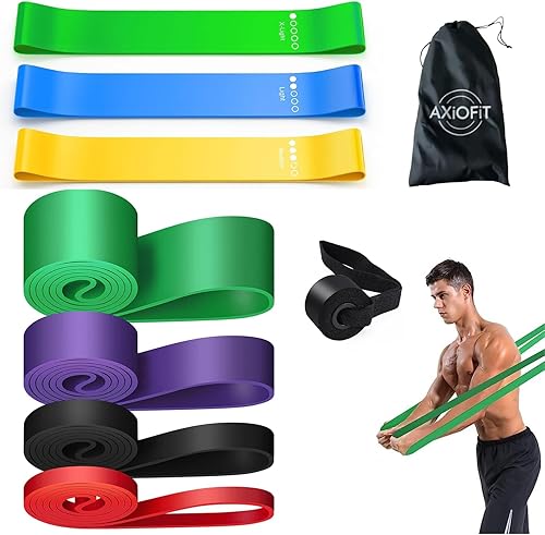 Bandas de resistencia para entrenamiento, bandas de ejercicio para gimnasio en casa, juego de 8 con anclaje de puerta, bandas de asistencia pesadas