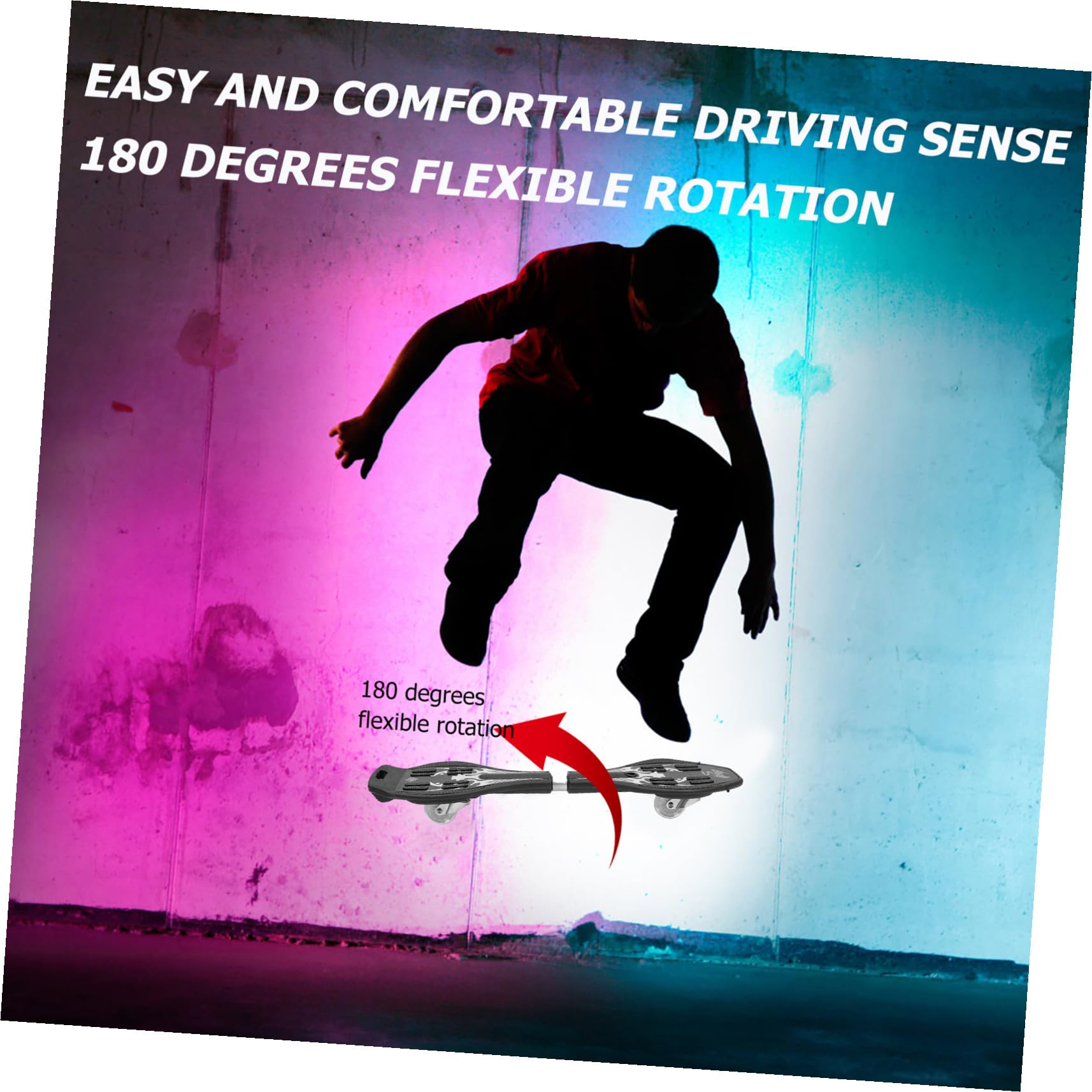 BESPORTBLE Patinetas para Niños Tablero De Serpientes Caster Board Glitter Wheel Skateboard for More Excitement Fun Visibility Twistboard for Kid Holiday New Year Juguetes Niño Patineta