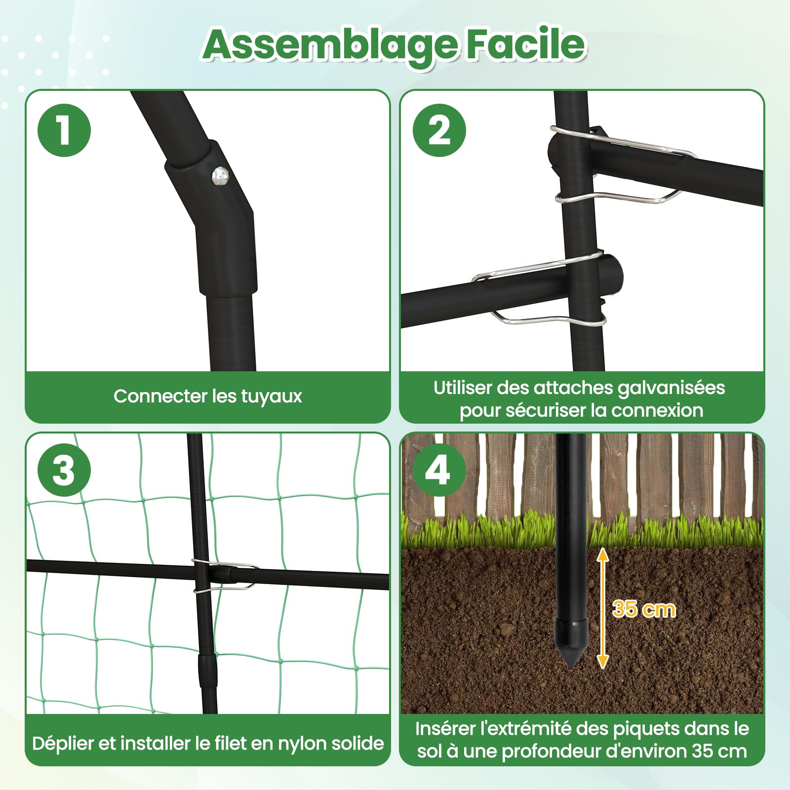 COSTWAY Arche de Jardin en Métal 230CM pour Plantes Grimpantes, Treillis pour Concombres Revêtu PE pour Vignes/Légumes/Fleurs, Décoration pour Commémoration Fête d'anniversaire, Noir