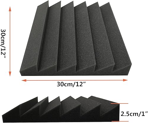Miniatura 2 de Paquete de 12 paneles de espuma acústica para estudio, cuñas insonorizadas de 12 x 12 x 1 pulgadas, aislamiento acústico que amortigua el ruido para