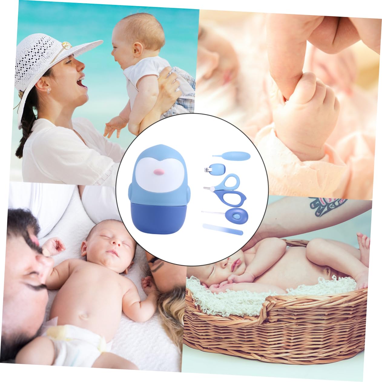 JOINPAYA 5-in-1 Baby Nail Care Kit Set of Baby Grooming Tools for Newborns Toddlers Safe Nails Clippers Scissors Filer Ear Spoon Tweezer Pp Stainless Steel