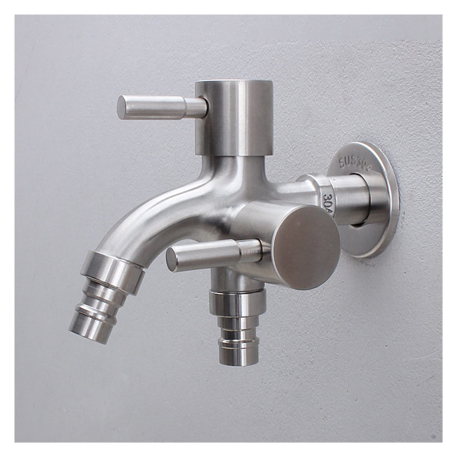 Grifo de acero inoxidable para lavadora, grifo multifuncional de 1 entrada y 2 salidas, grifo doble para jardín, baño, cocina, fregona (A2)