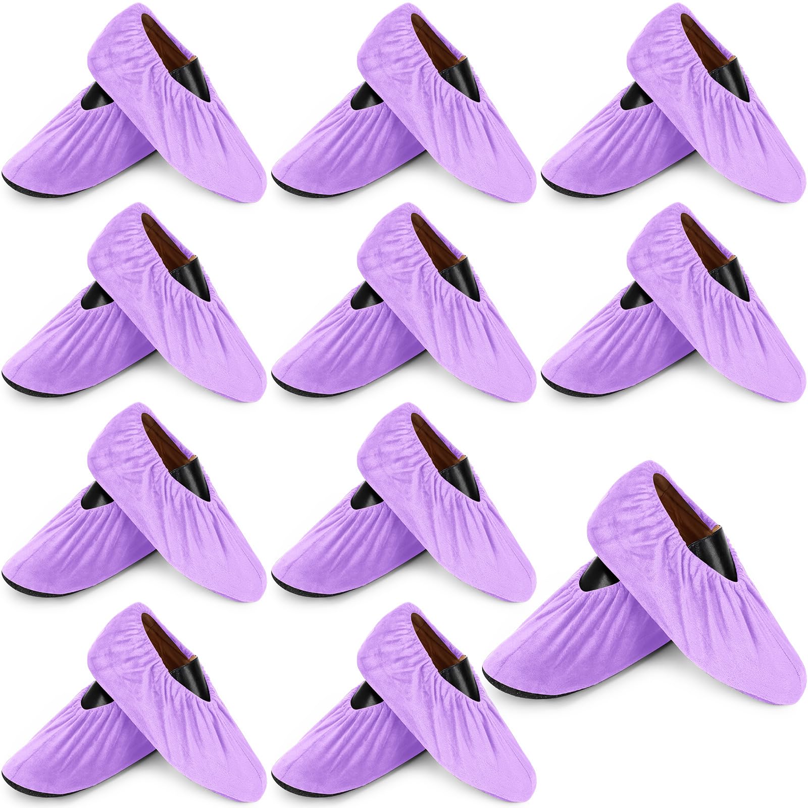 JaGely 11 Pair Reusable Cloth Shoe Covers for Indoors, Light Purple