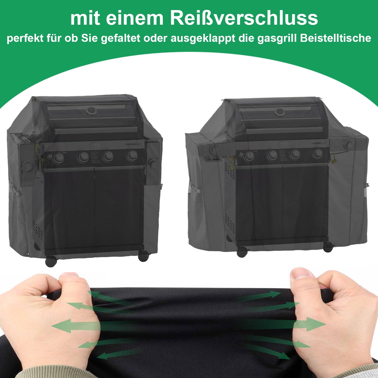 WELL GRILL Pokrowiec na grill gazowy VIDERO G3/G3-S, powłoka PU, osłona grilla do stacji Rösle BBQ-Station Videro G3, akcesoria, odporna na warunki atmosferyczne, 600D, czarna