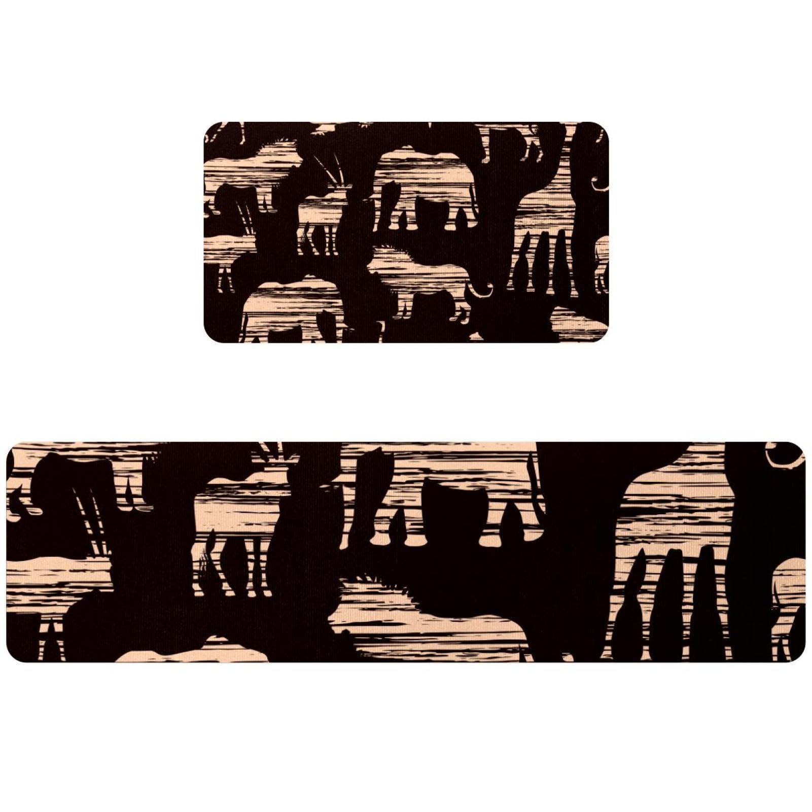 Alfombrilla de cocina lavable y absorbente con base de goma antideslizante y estampado de animales