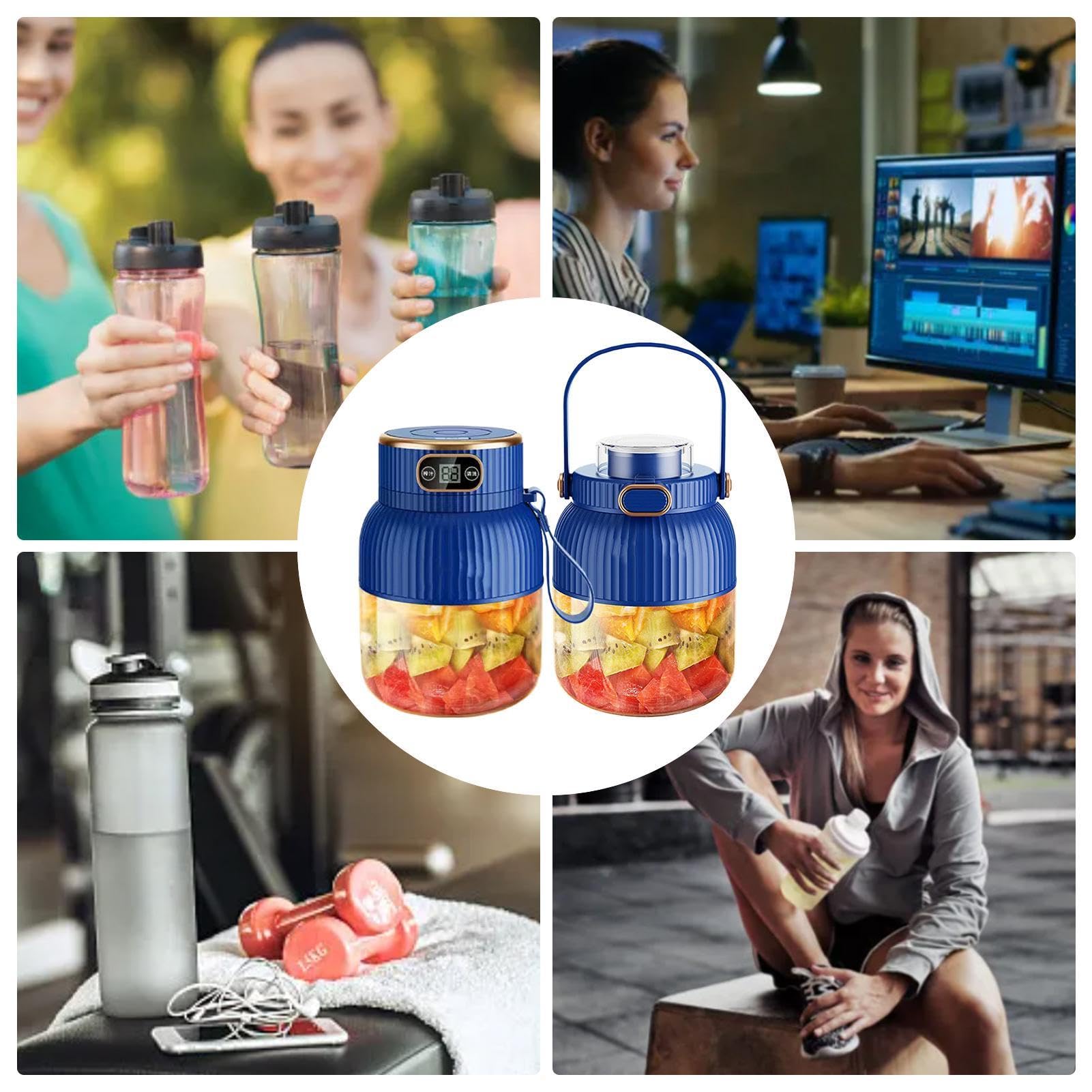 Licuadora exprimidora portátil, máquina exprimidora recargable por USB | exprimidor personal para diario, batidoras al vacío de 600 ml ideales para batidos y batidos posteriores al entrenamiento