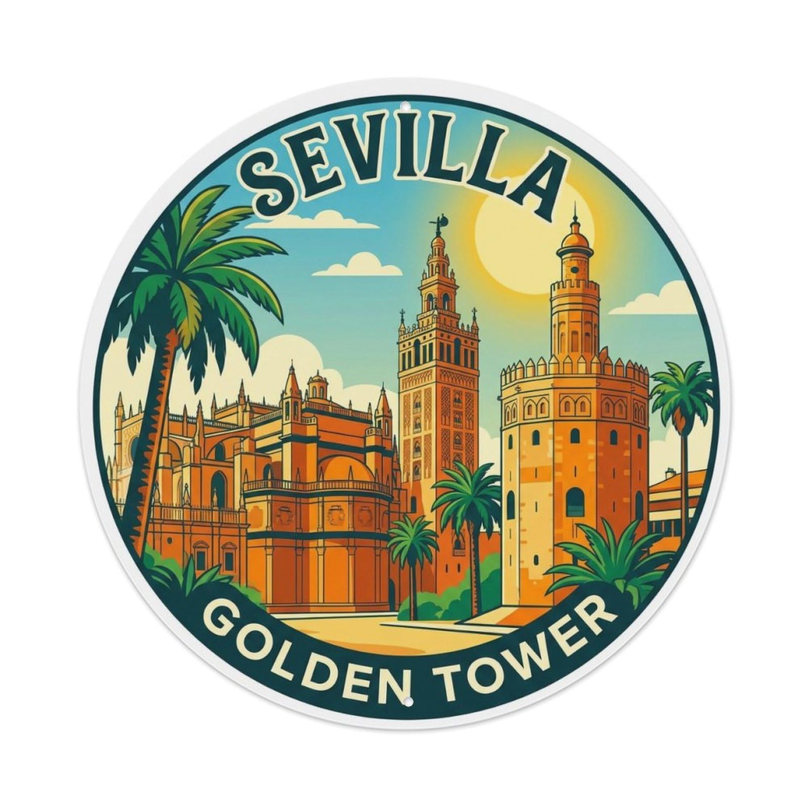 Vintage Travel Seville Spain Method Metal Tin Sign
