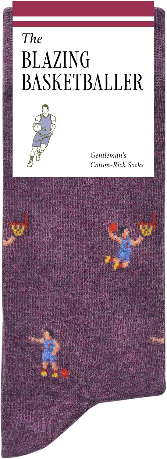 The Blazing Basketballer Socks – Funny Basketball Socks for Men – Perfect Basketball Gift – 1 x Pair, Size 8 –13 – Cool Basketball Gifts for Players, Fans, Coach & Teens