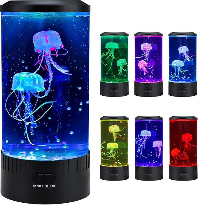 Relity Relity Jellyfish Tank Table Lamp Remote Control with Color Changing Light Gift for Kids Men Women Home Deco for Room Mood Light for Relax