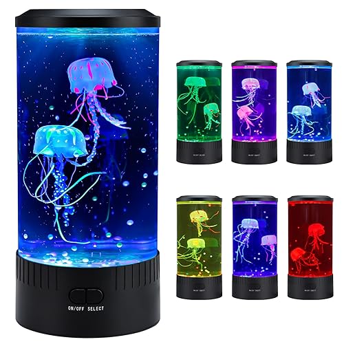 Relity Jellyfish Tank Table Lamp Remote Control with Color Changing Light Gift for Kids Men Women Home Deco for Room Mood Light for Relax