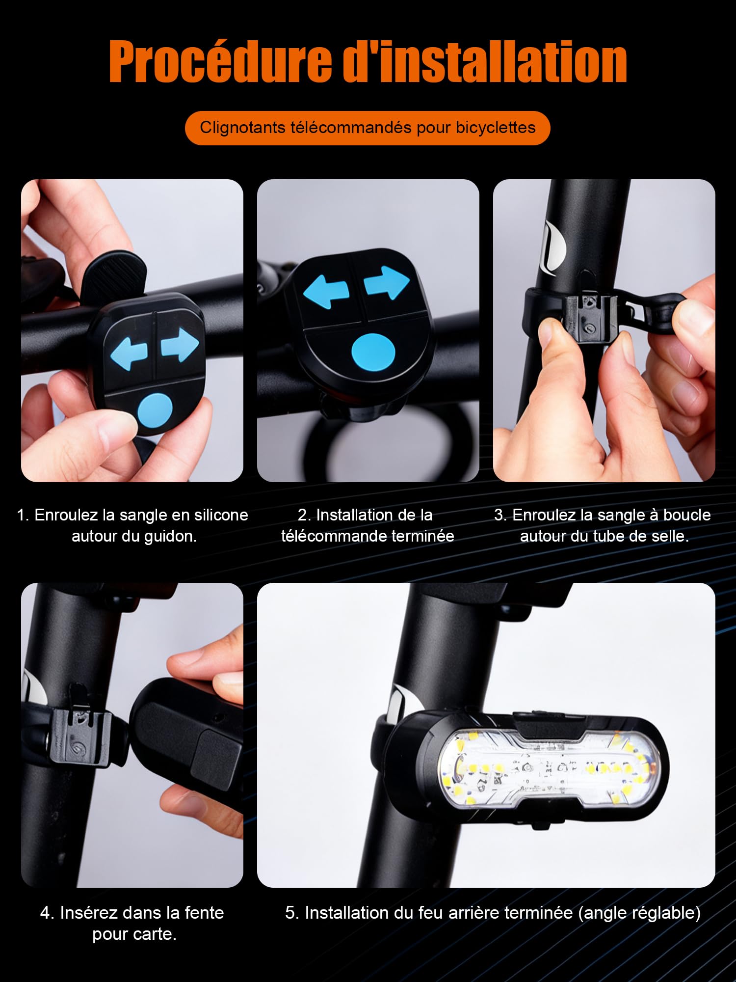 Clignotant de Vélo avec Télécommande,Résistant à l'eau Feu Arrière de Vélo avec Klaxon Bell 70dB,6 Modes D'éclairage Rechargeable par USB,Accessoires Vélo VTT pour Cyclisme