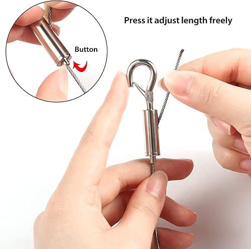 Miniatura 9 de Alambre ajustable para colgar cuadros, 2 unidades, kit de marco de espejo de 6.6 ft x 0.059 in, cuerda de alambre de acero inoxidable resistente