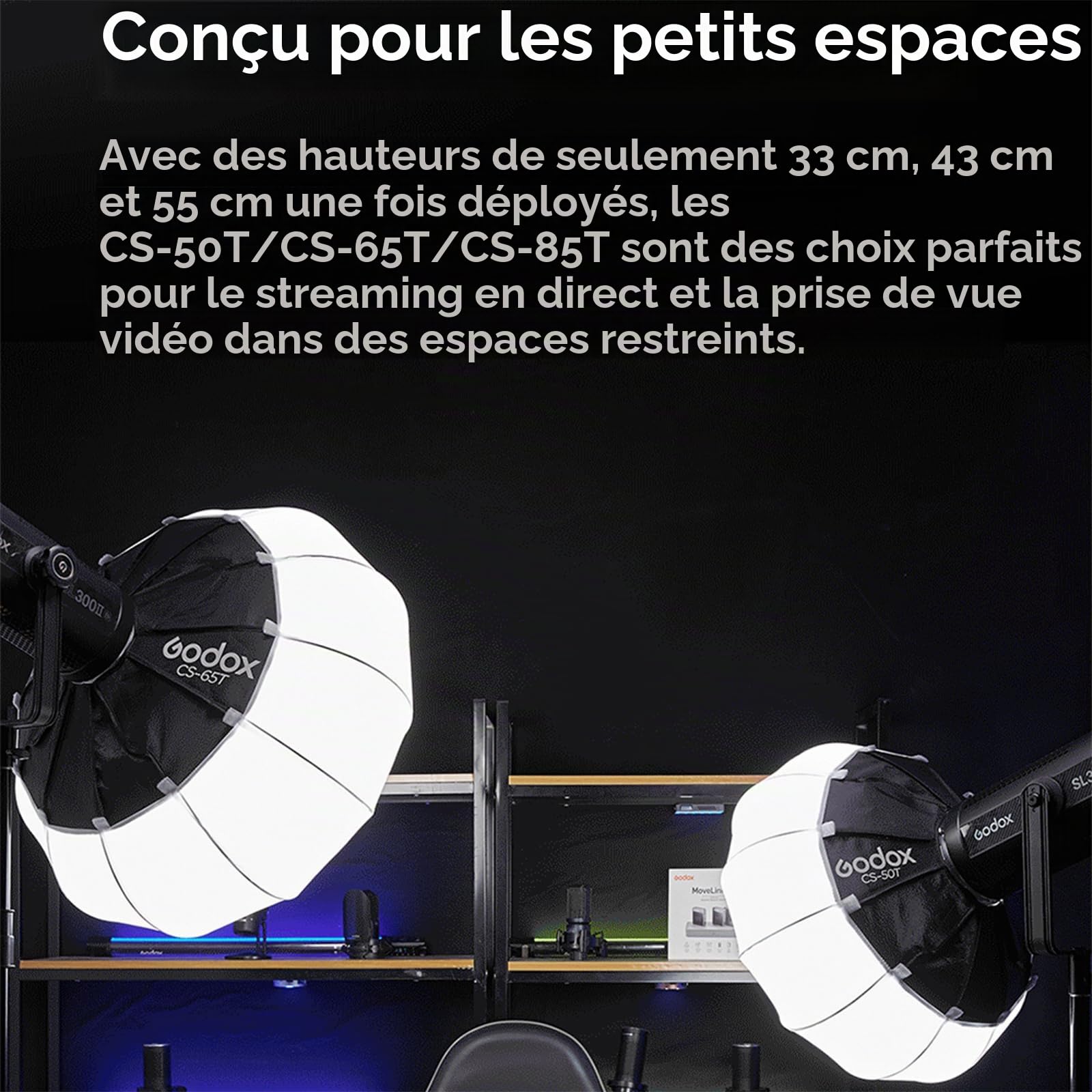 GODOX CS-65T 65cm Lampe de Poche Softbox Photo Modificateur et Lumière Douce pour Godox MS200-V MS300-V SK400II-V DP400III-V DP600III-V SL60W SL60IID SL60IIBi SL100D AD600BM VL150II VL200II VL300II | Bowens Mount pour MS200-V SK400III-V SL60W DP400III-V S