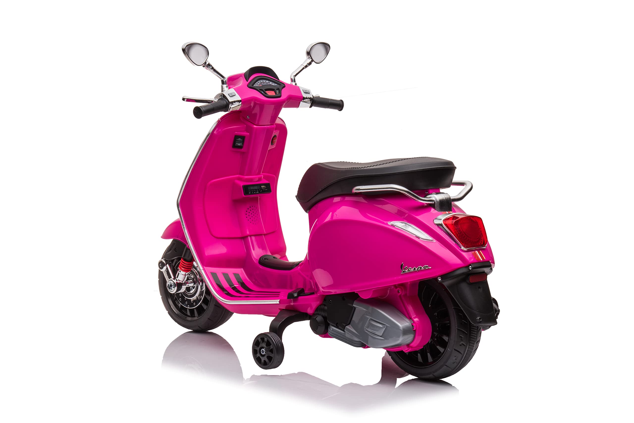 FINOOS Moto Scooter électrique Enfants Vespa Sprint 6V Licence Piaggio avec Musique (Rose)